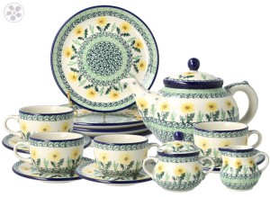 Serwis kawowo herbaciany dla 4 osób Ceramika Artystyczna Bolesławiec dek2638X