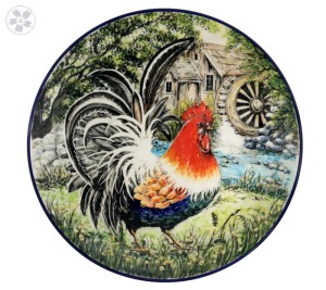 Talerz Art Kogut 27cm Ceramika Artystyczna Bolesławiec