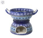 Fondue set C62 dek1917X Bolesławiec Pottery