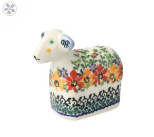 Lamb figure Bolesławiec Pottery