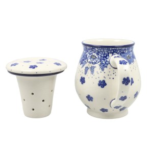 Kubek do ziół z sitkiem V 0,4 L Ceramika Artystyczna Bolesławiec C47 dek1975X