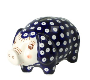 Piggy bank h 9,3 ø 15,5 x 9,8 cm GU1815DEK42 Bolesławiec Pottery