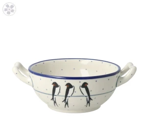 Bowl fondue C61 dekU4831 Bolesławiec Pottery