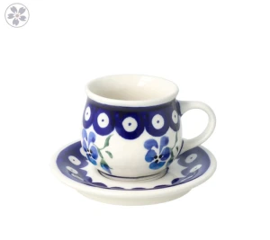 Cup and saucer V 0,07 L ø 10,0 cm GU1121DEK890 Bolesławiec Pottery