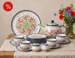 Cafe/Tea set for 4 dekJZ71 Bolesławiec Pottery