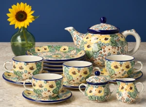 Coffe/tea set dekU4742 Bolesławiec Pottery