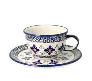 Cup and saucer V 0,22 L ø 16,0 cm GU775DEKDU60 Bolesławiec Pottery