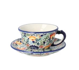 Cup and saucer GP25 Bolesławiec Pottery Manufaktura