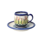 Cup and saucer espresso V 0,1 L Bolesławiec Pottery Galia