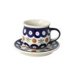 Cup and saucer V 0,07 L ø 10,0 cm GU1121DEK41 Bolesławiec Pottery