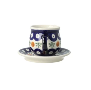 Filiżanka i spodek do podwójnego espresso Ceramika Bolesławiec V 0,07 L GU1121 DEK41
