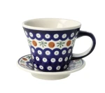 Cup and saucer V 0,24 L ø 11,7 cm GU1802DEK41 Bolesławiec Pottery