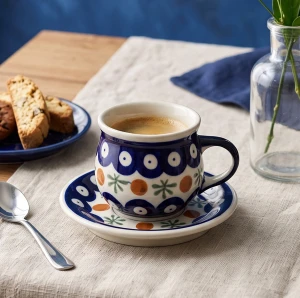 Filiżanka i spodek do podwójnego espresso Ceramika Bolesławiec V 0,07 L GU1121 DEK41