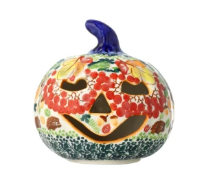 Lampion dynia wys. 14 cm Halloween Jeż Ceramika Bolesławiec Galia