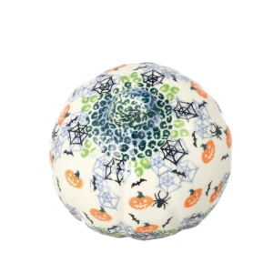 Lampion dynia wys. 14 cm Halloween Pająki Ceramika Bolesławiec Galia