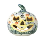 Lampion dynia wys. 14 cm Halloween Pająki Ceramika Bolesławiec Galia