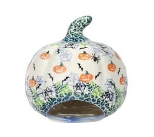 Lampion dynia wys. 14 cm Halloween Pająki Ceramika Bolesławiec Galia