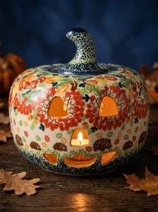 Lampion dynia wys. 21 cm Halloween Jeż Galia Bolesławiec