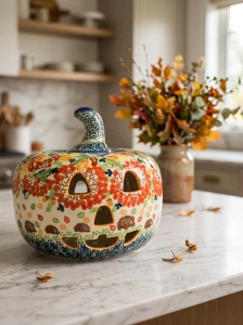 Lampion dynia wys. 21 cm Halloween Jeż Galia Bolesławiec