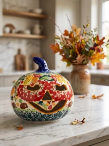 Lampion dynia wys. 14 cm Halloween Jeż Ceramika Bolesławiec Galia
