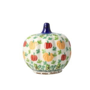 Lampion dynia Halloween wys. 10,5 cm Kolorowe dynie Ceramika Bolesławiec Galia
