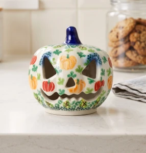 Lampion dynia Halloween wys. 10,5 cm Kolorowe dynie Ceramika Bolesławiec Galia