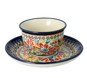 Filiżanka i spodek Ø 10,2/14,2 cm V 0,11 L Bolesławiec GU716DEK312ART