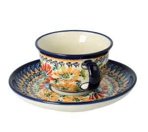 Filiżanka i spodek Ø 10,2/14,2 cm V 0,11 L Bolesławiec GU716DEK312ART