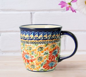 Kubek klasyczny h 9,7 cm V 0,35 L Bolesławiec GU1105DEK312ART