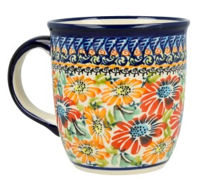 Kubek klasyczny h 9,7 cm V 0,35 L Bolesławiec GU1105DEK312ART