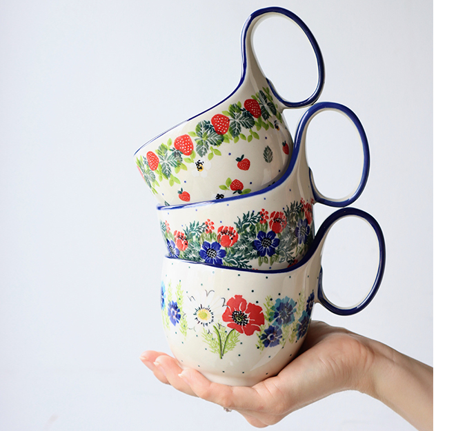 Ceramiczne naczynia, ręcznie malowane, ceramika artystyczna bolesławiec dekoracja 8 pawie oczka