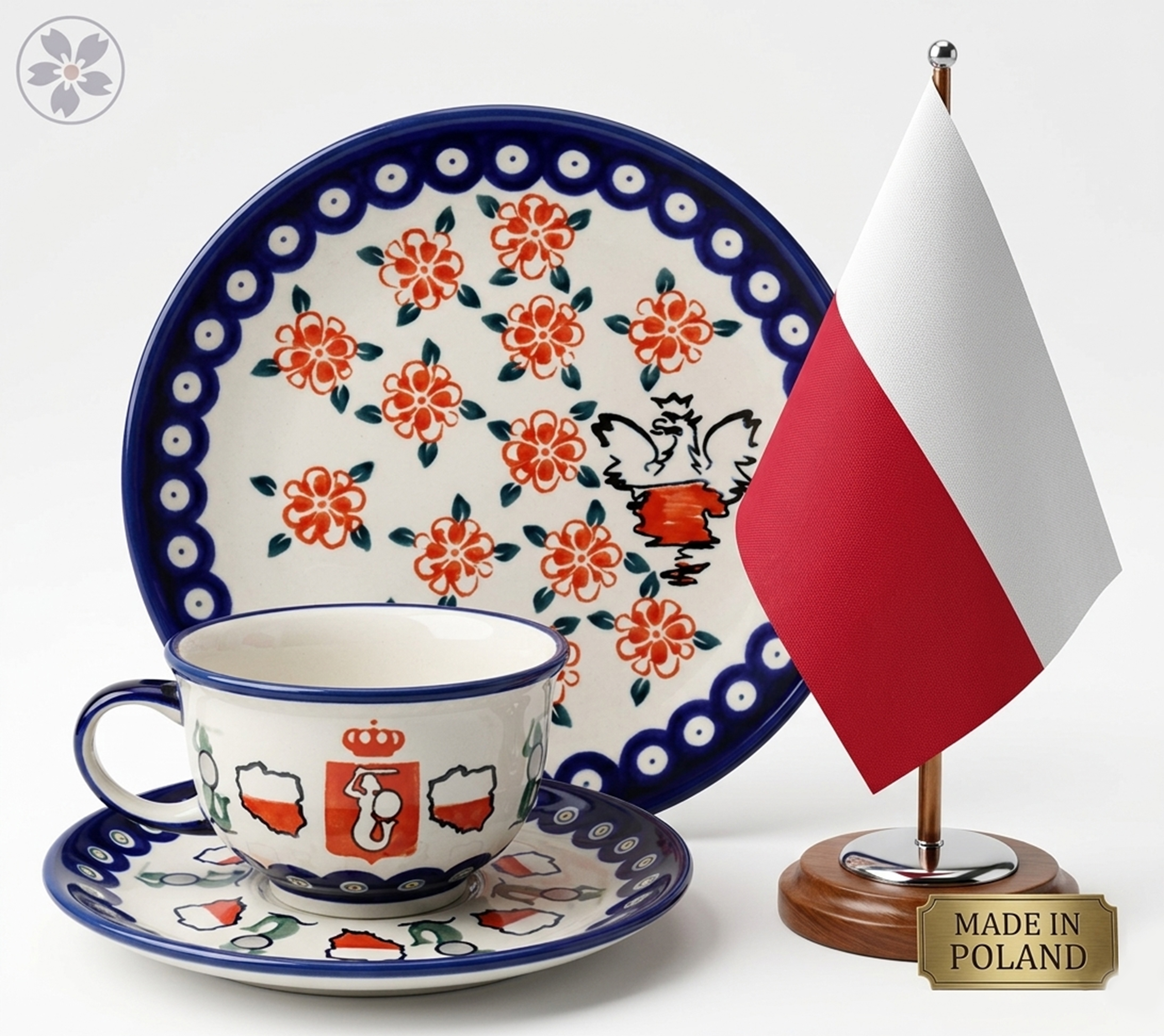 Ceramiczne naczynia, ręcznie malowane, ceramika artystyczna bolesławiec dekoracja orzełek