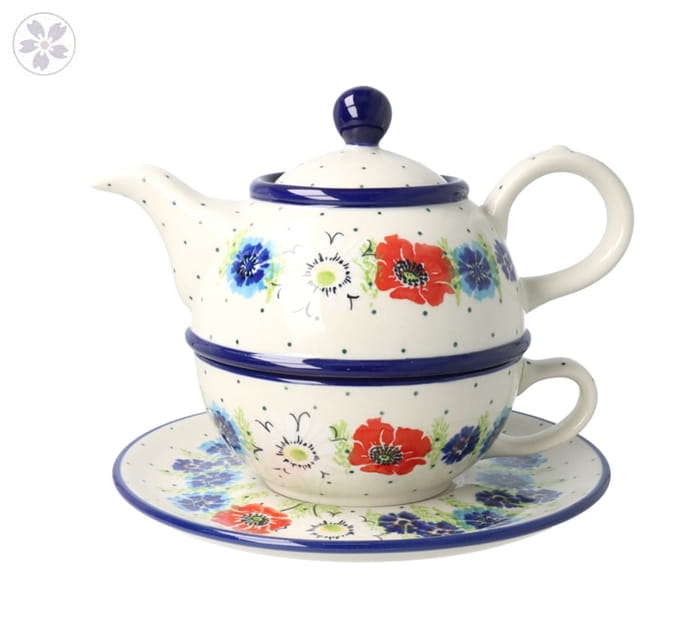 Czajnik z filiżanką Ceramika Artystyczna Bolesławiec V 0,6 L C01 DEK2510X