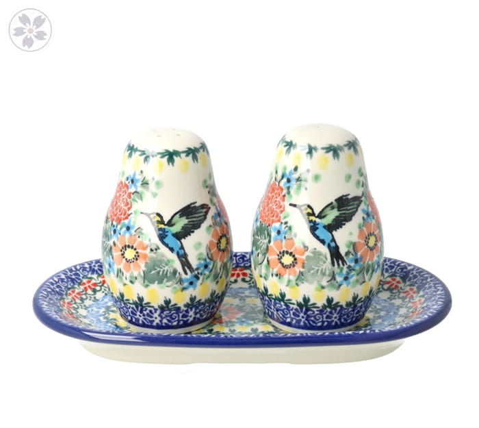 Solniczka i pieprzniczka Ceramika Artystyczna Bolesławiec komplet S131 dekU3357