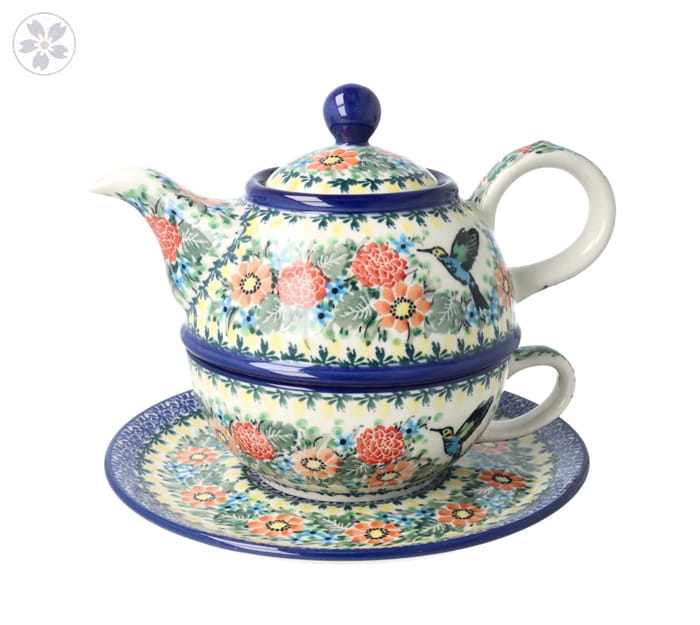 Czajnik z filiżanką Ceramika Artystyczna Bolesławiec V 0,6 L C01 DEKU3357