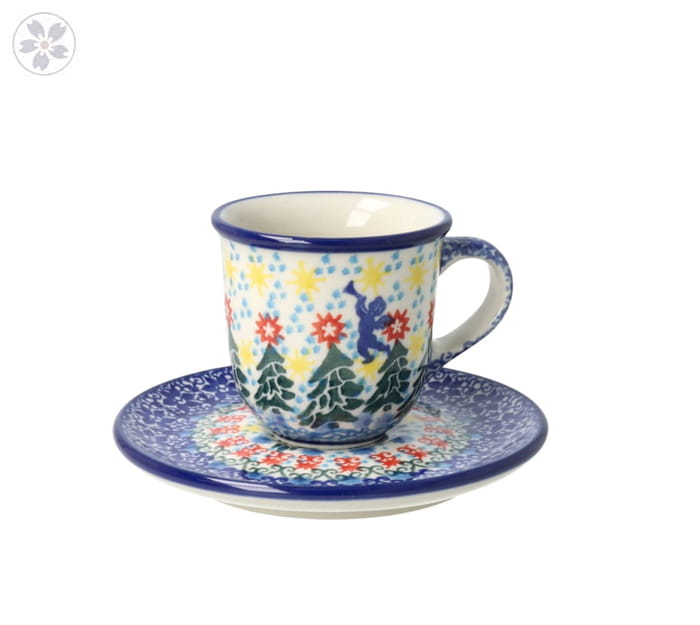 Filiżanka i spodek Ceramika Artystyczna Bolesławiec espresso V 0,06 L B10 dekU4173