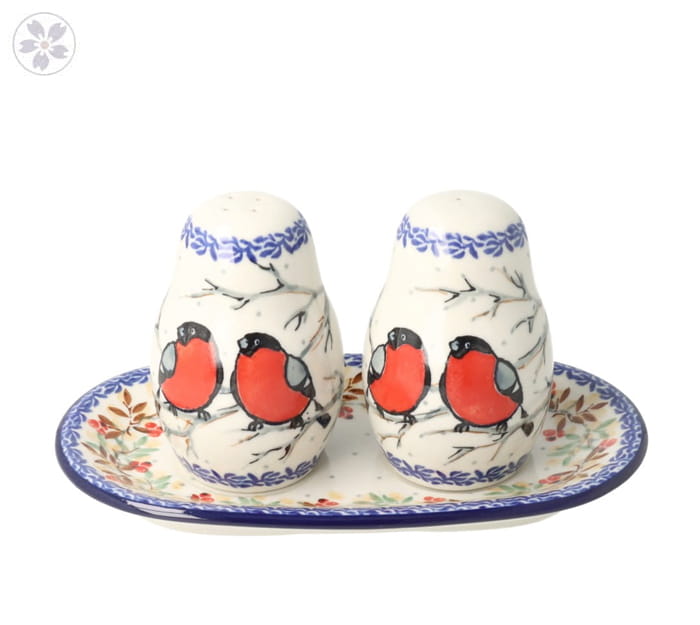 Solniczka i pieprzniczka Ceramika Artystyczna Bolesławiec komplet S131 dekU4908