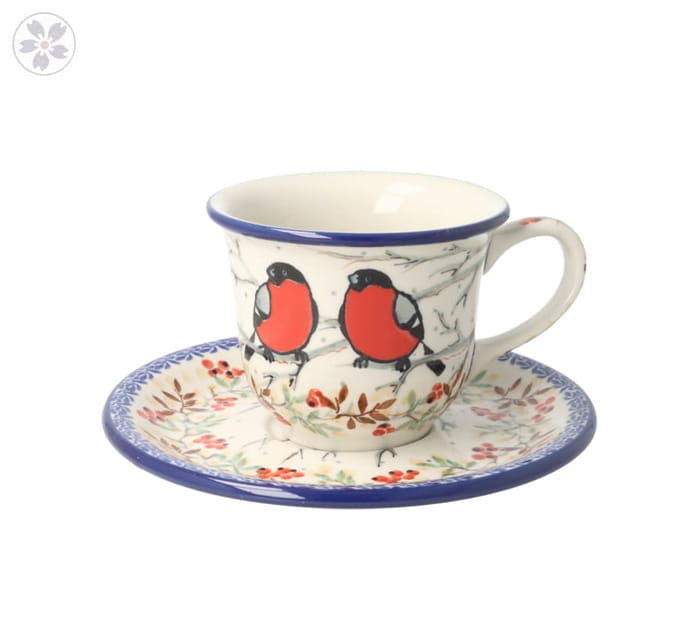 Filiżanka i spodek Ceramika Artystyczna Bolesławiec do herbaty V 0,18 L F770K dekU4908