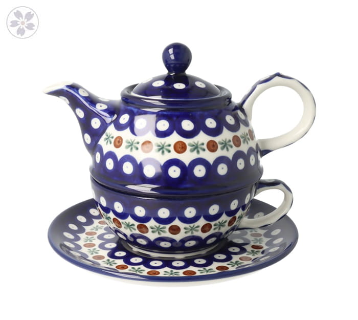 Czajnik z filiżanką V 0,6 L Ceramika Artystyczna Bolesławiec C01 DEK70X