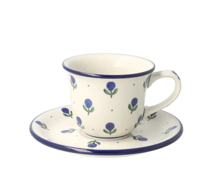 Filiżanka i spodek do herbaty V 0,18 L Ceramika Artystyczna Bolesławiec F770K dek135X