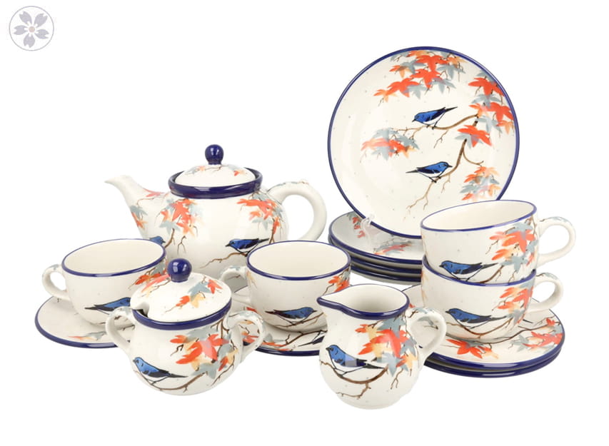 Serwis kawowo herbaciany dla 4 osób Ceramika Artystyczna Bolesławiec dekU5074