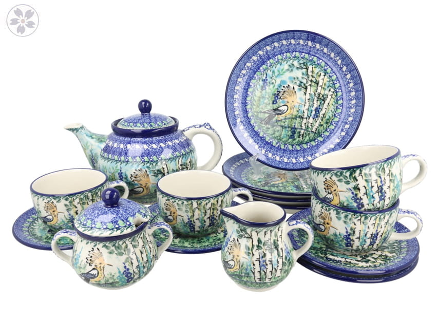 Serwis kawowo herbaciany dla 4 osób Ceramika Artystyczna Bolesławiec dekU5076