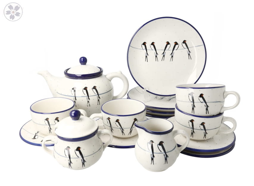 Serwis kawowo herbaciany dla 4 osób Ceramika Artystyczna Bolesławiec dekU4831