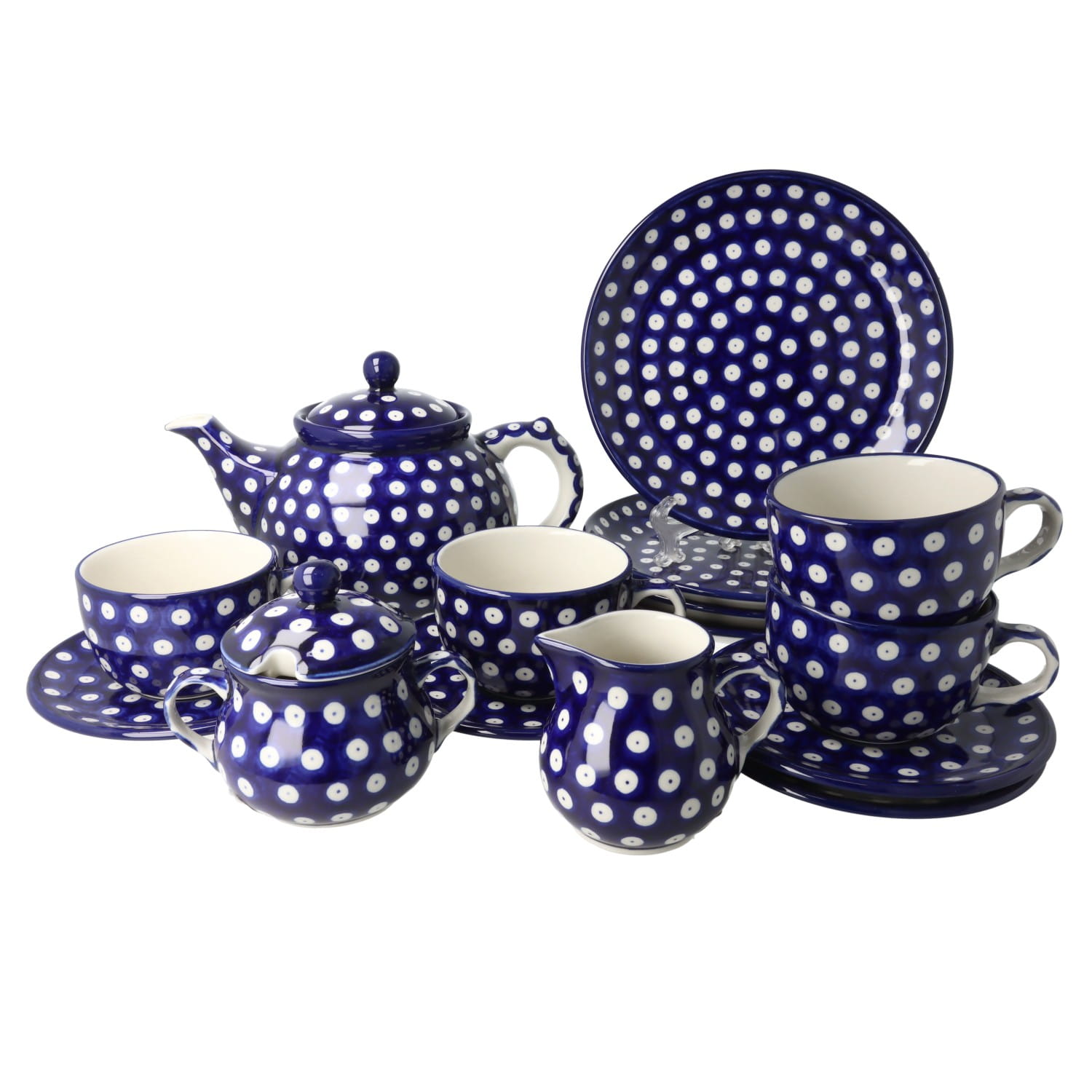 Serwis kawowo herbaciany dla 4 osób Ceramika Artystyczna Bolesławiec dek70AX