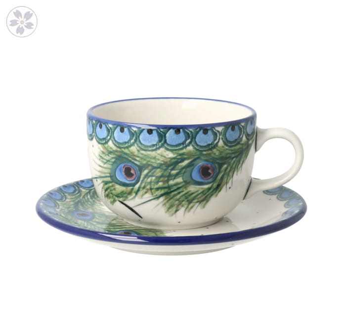 Filiżanka i spodek do kawy V 0,2 L Ceramika Artystyczna Bolesławiec F768K dek2127X