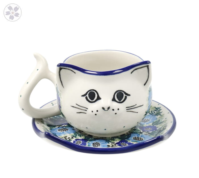 Filiżanka i spodek kotek V 0,25 L Ceramika Artystyczna Bolesławiec H16 dek2839X