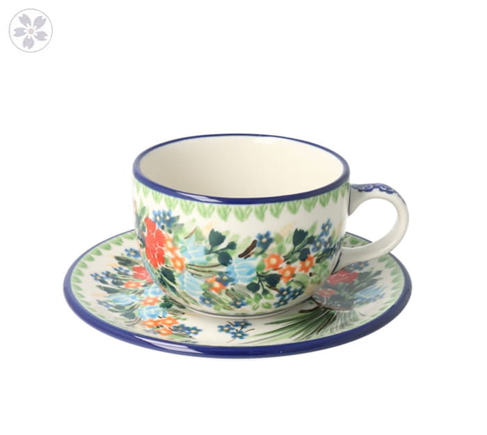 Filiżanka i spodek do kawy V 0,2 L Ceramika Artystyczna Bolesławiec F768K dekU3195