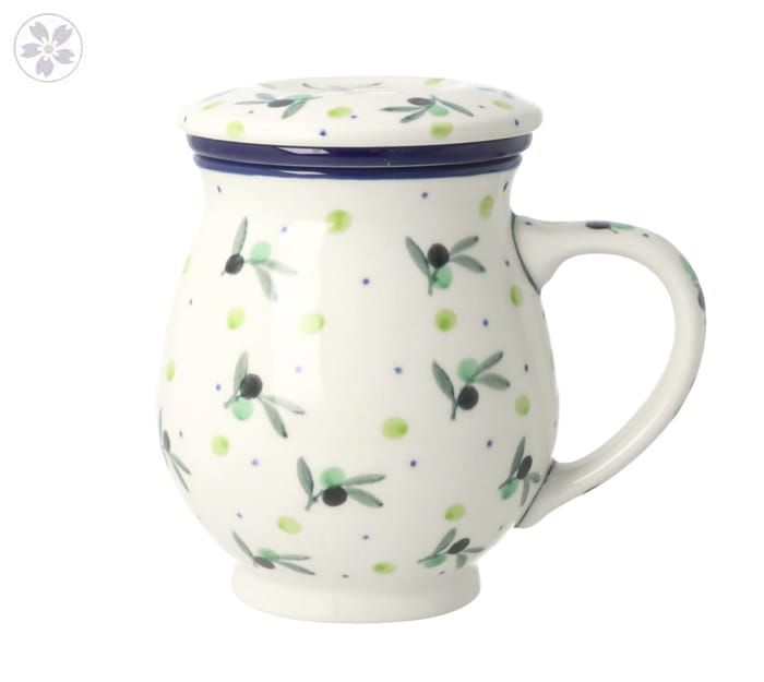 Kubek do ziół z sitkiem V 0,4 L Ceramika Artystyczna Bolesławiec C47 dek2414X