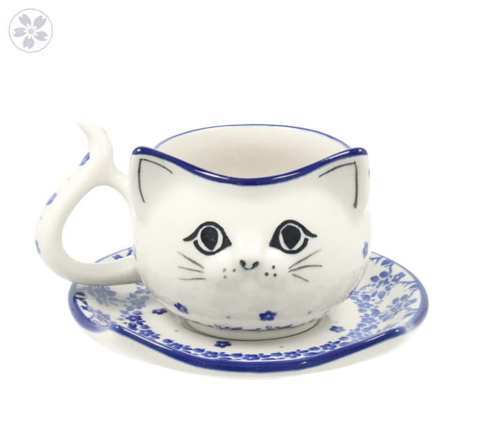 Filiżanka i spodek kotek V 0,25 L Ceramika Artystyczna Bolesławiec H16 dek2588X