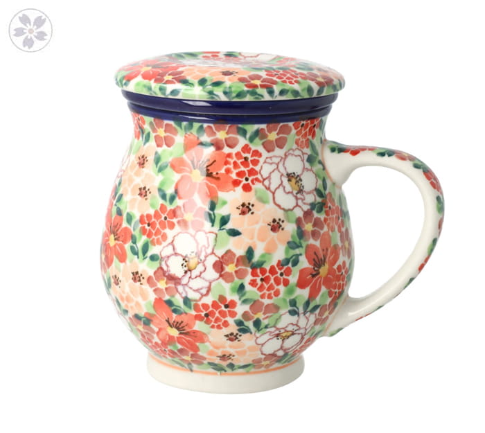 Kubek do ziół z sitkiem V 0,4 L Ceramika Artystyczna Bolesławiec C47 dekU5004